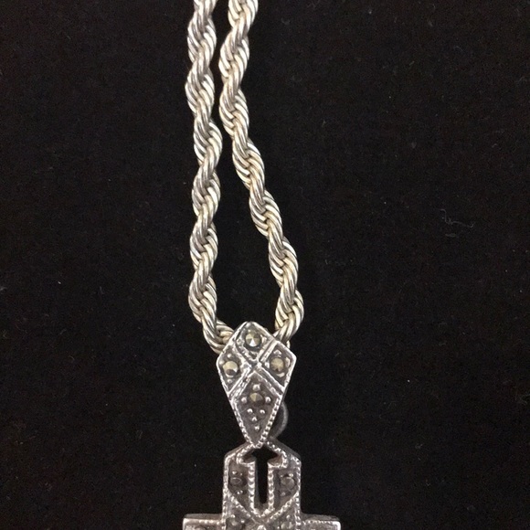 Mexican Made Cross Detailing Silver and Marcasite - Picture 3 of 8
